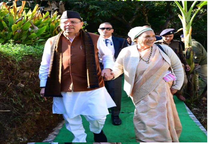 CM Dhami’s Heartfelt Visit to His Ancestral Village